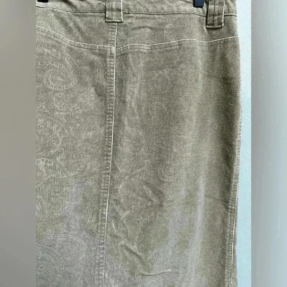 Vintage Y2K Express Corduroy Paisley Print Mini Skirt | Tan | Women’s Size 9/10 - Picture 9 of 10